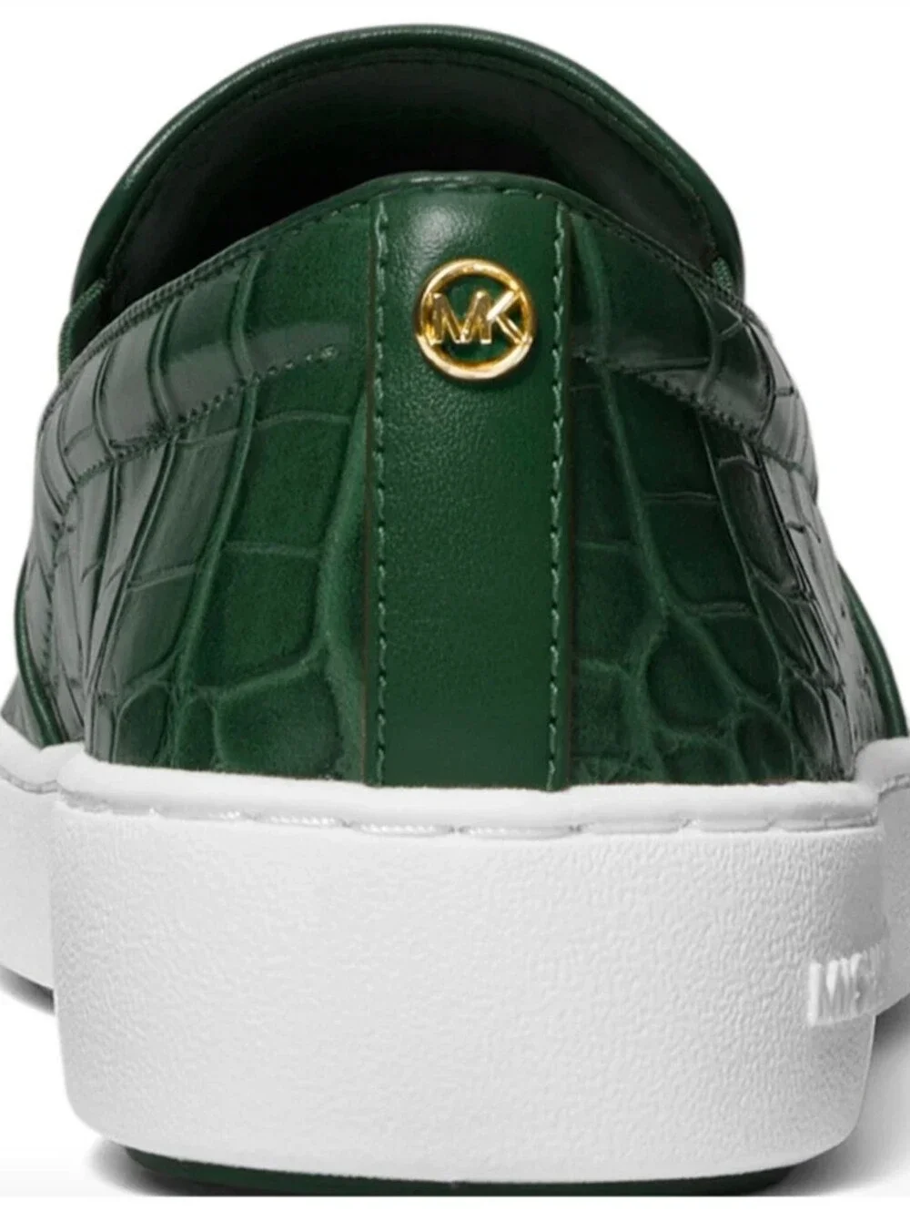 Michael Kors Dark Green Croc-Embossed Slip-On Sneaker